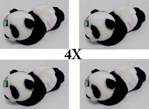 4 Ursinho Panda Bicho De Pelúcia 12cm Importado Selo Inmetro