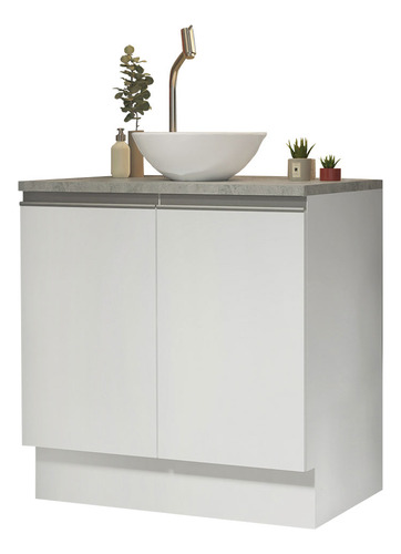 Vanitory Para Baño 80cm Madesa 2 Puertas Blanco