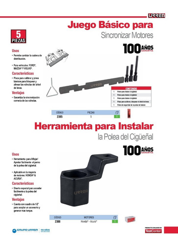 Imagen 2 de 2 de Juego Para Sincroniza Motores Ford,mazda Y Volvo-urrea 2385