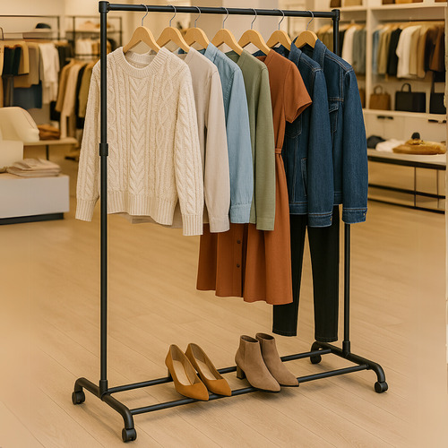 Cabideiro De Roupas Arara Regulável Com Sapateira De Chão
