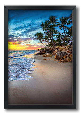 Quadro Praia Sol Beach Mar Litoral Com Moldura A2 60x42 Cm C