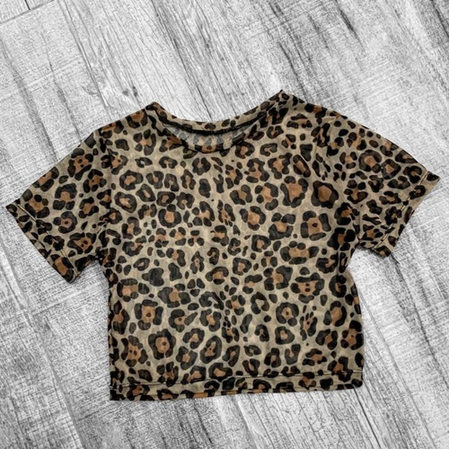 Remera De Tull Manga Corta Estampada - Leopardo