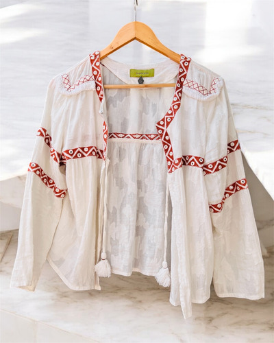 Saco Rapsodia Impecable Jazmin Chebar India Style Marfil M (Usado)