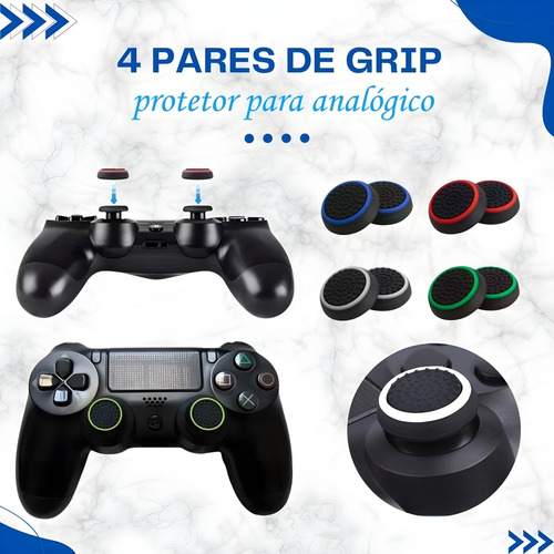 Kit 8 Grip Protector Analógico Compatível Com Ps3 Ps4 Ps5 Xb