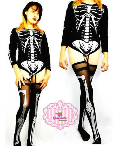 Dizfras Esqueleto Hueso Hallowen Gotico Sexy + Envio  Medias