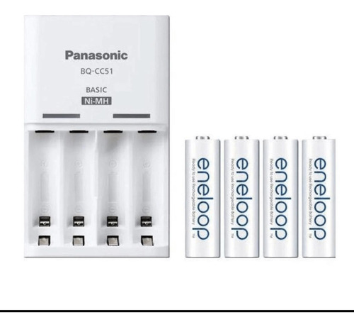 Carregador Com 4 Pilhas Aa Eneloop 2000mah Panasonic