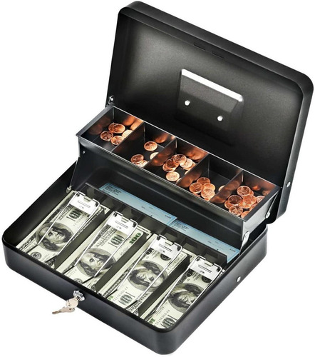 Caja Menor Metálica Cerradura Llave Sujetador Dinero Acero