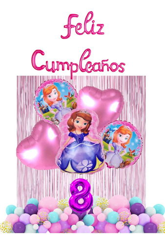 Set De Globos Princesa Sofia Decoración Fiesta 39 Piezas