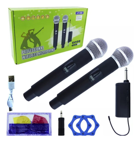 X2 Microfono Inalambrico Con Pantalla Led Recargable + Color Negro