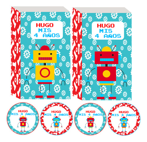 Bolsitas Golosineras Personalizadas Robot Infantil X 10