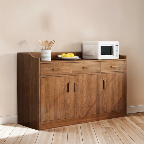 Credenza Bufetera Madera Color Nuez Estilo Retro Organizador Marrón