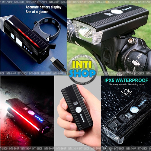 Imagen 3 de 7 de Luces Para Bicicleta Con Bocina Timbre Recargable