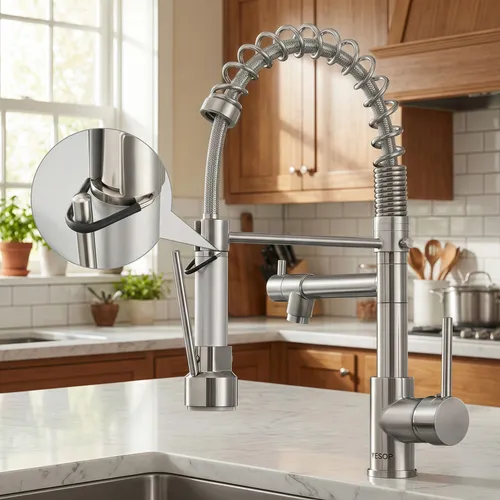 Torneira Gourmet Para Cozinha Inox Escovado Monocomando Cor Prate...