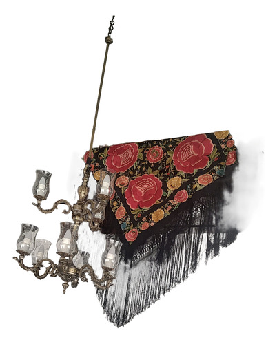 Mantón De Manila Auténtico.1.25m Sin Los Flecos De Museo (Usado)