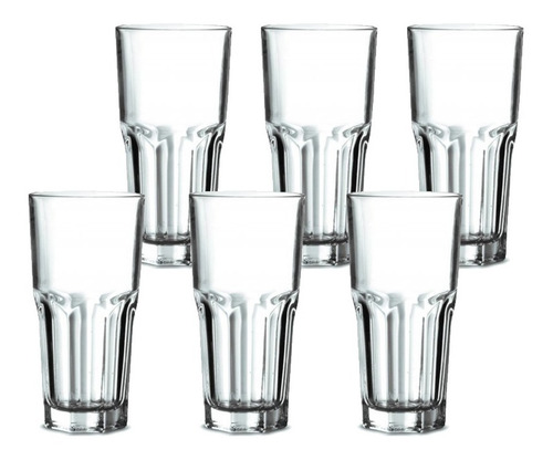 Jogo De Copos Altos Dover Em Vidro 300 Ml 6 Peças Agua Suco