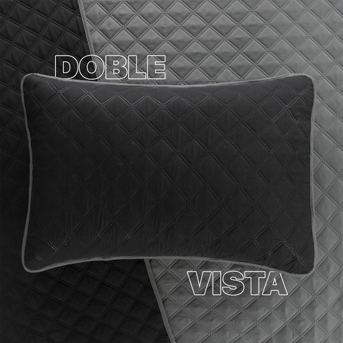 Edredón King Size Doble Vista Incluye 2 Fundas Real Textil Negro - Gris