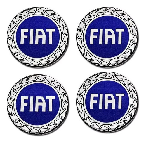 Emblema Roda Fiat Adesivo Calota Resinado 48mm 4pçs Resina