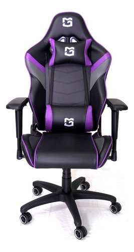 Silla Gamer Prometheus Brazos 4d Reclinable 180° Premium Color Violeta Con Negro