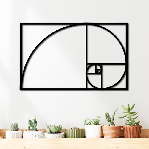 Cuadro Decorativo Espiral De Fibonacci 60x37cm - Madera