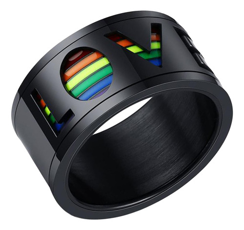 Anillo Giratorio Rainbow Love De Acero Inoxidable No.11