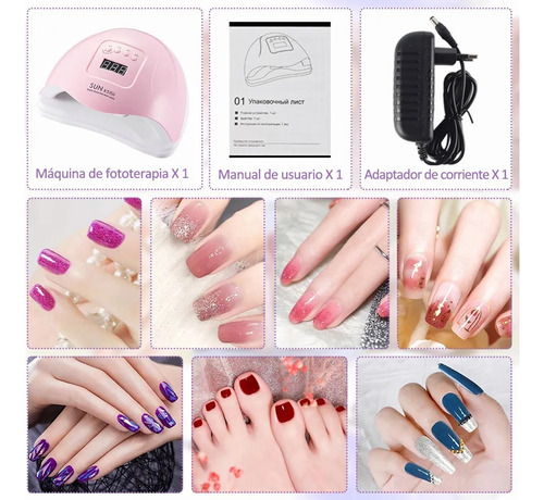 Lampara Led Uv Quanna De Manicura Sun X5 Secador Para Uñas Secado Rápido 4 Temporizador 99s Sin Dolor Sensor Infrarrojo Automático Gel De La Extensión / Gel Uv / Gel Polaco Color Rosa+1 Pinza Clip