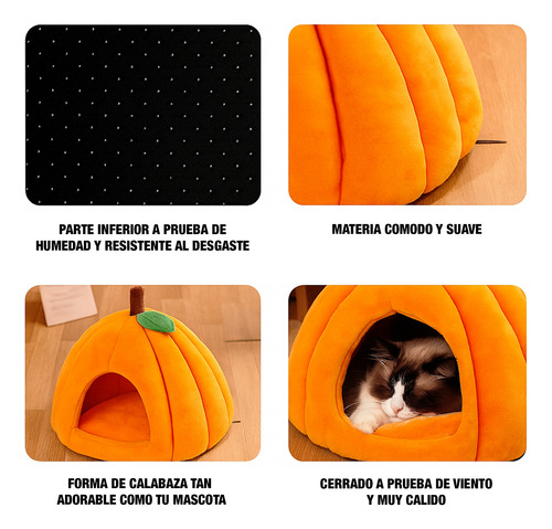 Cama Cucha Cueva Casa Mascota Gato Pequeña Calabaza 40cm Gris