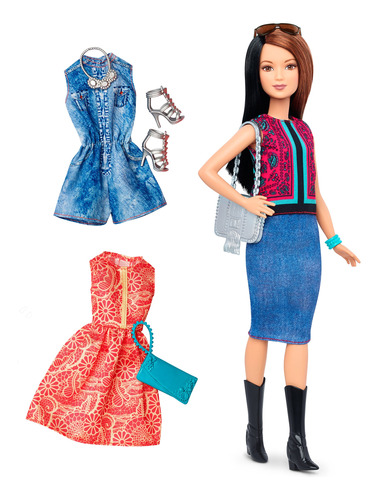 Barbie Muñeca Fashionista Con 2 Trajes Adicionales, #41