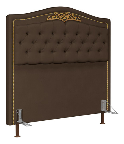 Cabeceira Cama Casal 140cm Tachas Imperial Veludo Chocolate Cor Marrom