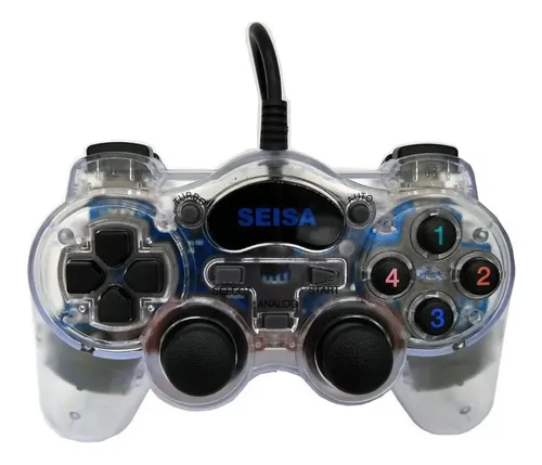 Joystick Pc Usb Doble Vibracion, Analogico Y Digital Transpa