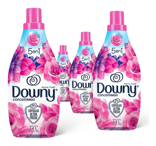 Pack X4 Suavizantes De Telas Downy Floral Concentrado 1,4 L