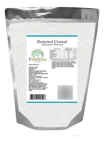 Eritritol Cristal Fillovita - Embalagem de 500 gr