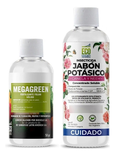 Ecomambo Megagreen Fertilizante 50 Gr Potasico Neem 500 Cc