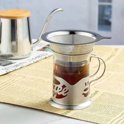 Filtro De Cafe Reutilizable 100% Acero Inoxidable Doble Capa
