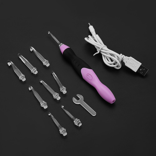 Juego De Ganchillos De Ganchillo Con Led, 9 En 1, Recargable