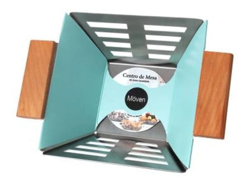 Centro Mesa Multiuso Frutero Acero Inox Madera Huevera Cesta