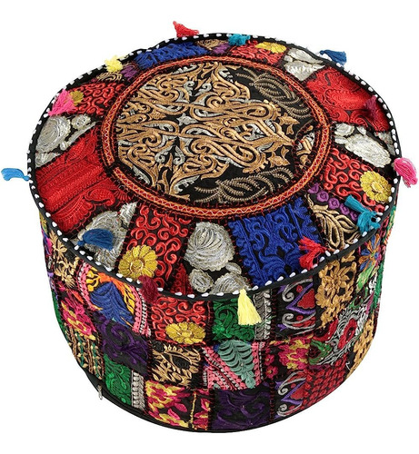 Aakriti Gallery Indian Pouf Footstool Ethnic Embroidered Pou