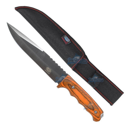 Faca De Caça Aço Inox 30cm Cabo De Madeira Com Bainha K107