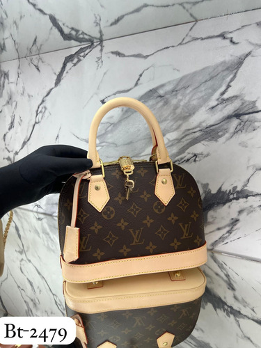 Bolsa Louis Vuitton Alma Bb Monograma Piel Genuina Camdado Marrón Lisa Oro Beige (Reacondicionado)