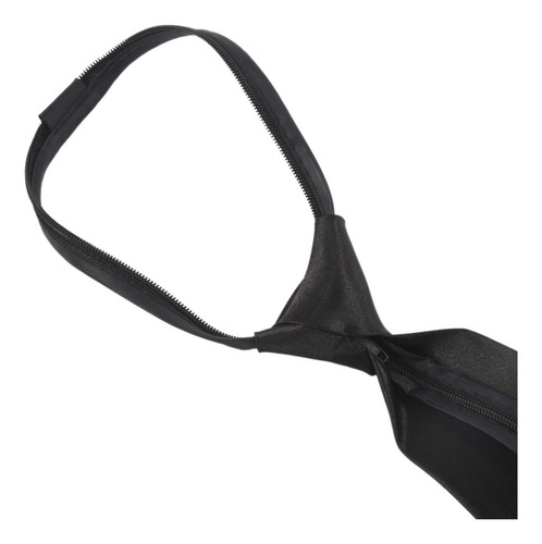 4 Corbatas De Poliéster Negro Liso Con Cremallera Suave Para