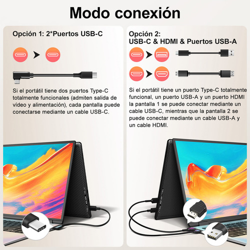 Monitor portátil Full HD 1080p de 14 pulgadas: multitarea portátil con excelente calidad visual