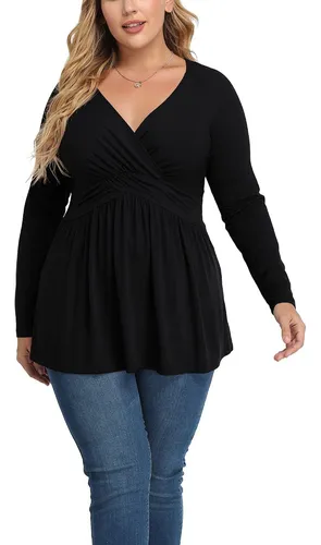 Camisa negra 2025 mujer talla grande