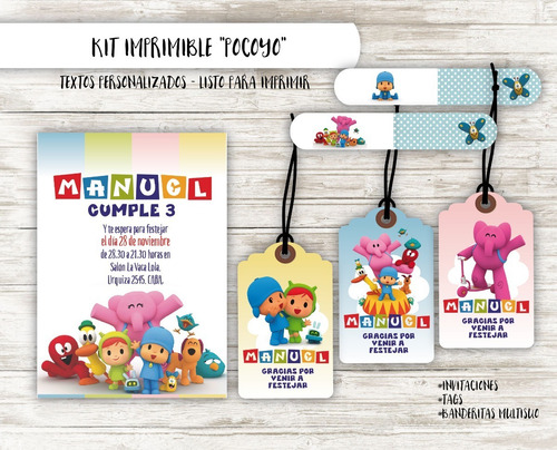Kit Imprimible Pocoyo - Textos Personalizados