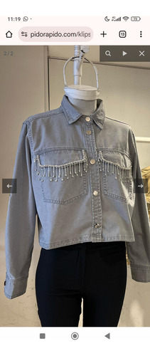 Campera Chaqueta Importada Mujer Bordada Brillo Stras Flecos