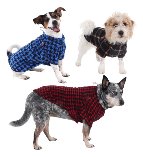 Roupa Pet Fleece Xadrez Pug Bulldog Inverno Cachorro Gato G