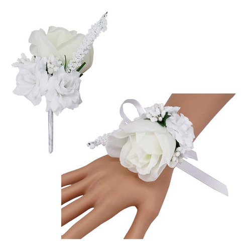 Dayang 2 Pieza Flor Artificial Seda Ramillete Muñeca Boda