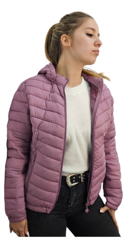 Campera Inflable Mujer Dama Con Piel  Impermeable  Capucha