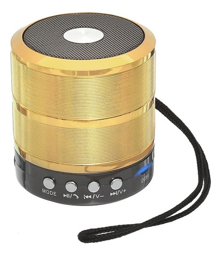 Alto-falante Grasep D-BH887 portátil com bluetooth dourado 