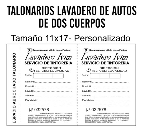 3000 Ticket Valet Lavadero Ropa Personalizados Numerados