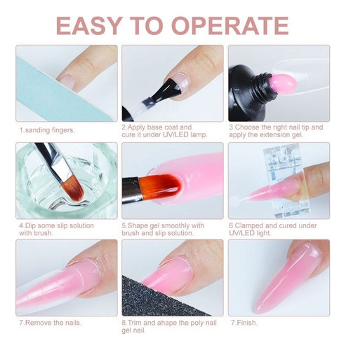 . Kit De Gel For Uñas Uv Led Lamp Poly Gel Polish Set