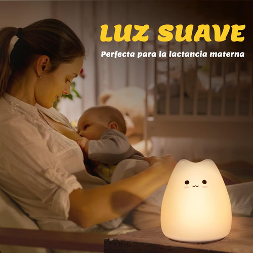 Luz Nocturna Gato Silicona 7 Colours Para Bebé Niño Regalos